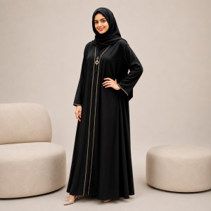 🖤 Zafran Karchupi Lace Abaya with Hijab – Black Colour